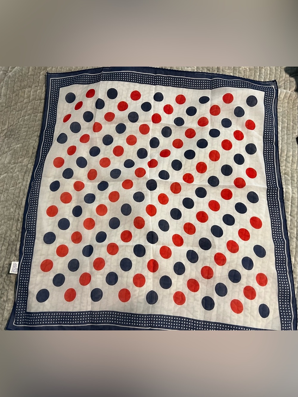 Polka Dot Lightweight Scarf in Red, Navy and White made in Japan 22”sq